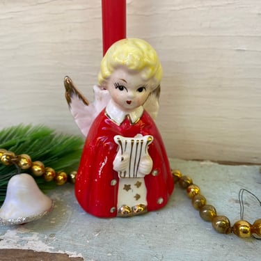 Kitschy Christmas, Blonde Angel Candle Holder, Baby's First Christmas. Kitsch Angel Holder, Made In Japan, Includes Candle 