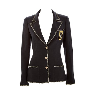 Chanel Navy Logo Crest Blazer
