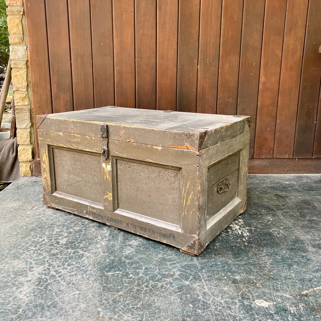 1930s Army Trunk Vintage Mid-century Steamer Cartage Foot 