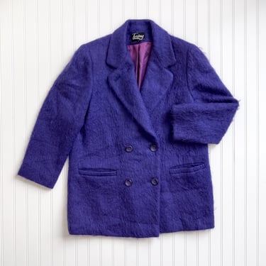 purple mohair coat 80s vintage oversized blazer jacket 