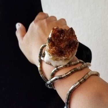 Amazing vintage multi tone snake brass and large citrine cluster by Amanda Alarcon-Hunter for Minx and Onyx 