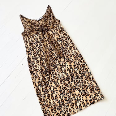 1990s Moschino Leopard Print Silk + Cotton Dress 