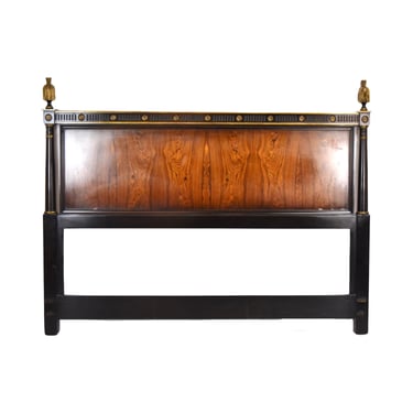 Vintage Empire Neoclassical Ebony and Rosewood Headboard Tuscan Columns 