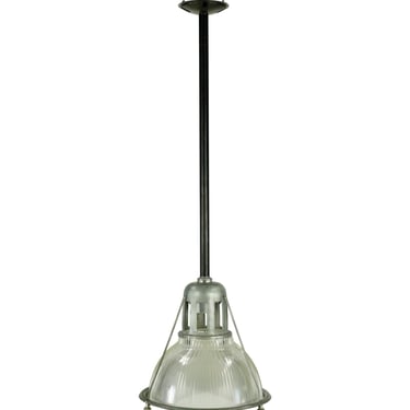 Industrial 12 in. Holophane Glass & Steel Factory Pendant Light