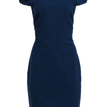 Diane von Furstenberg - Navy Cold Shoulder Cap Sleeve Cocktail Dress Sz 12