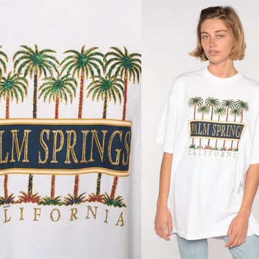 PALMS SPRING T Shirt 90s California Shirt Palm Trees Tshirt Tourist Tee 1990s Vacation Tee Retro Vintage Extra Large xl 