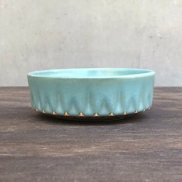 Porcelain Ceramic Little "Flame" Bowl  -  Matte Turquoise "Sky Halo" 