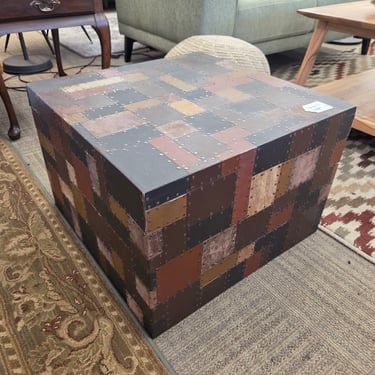 Leather Nailhead Patchwork Coffee Table