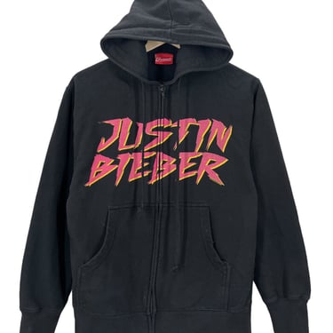 Justin Bieber Double Sided Black Hoodie Sweatshirt XS