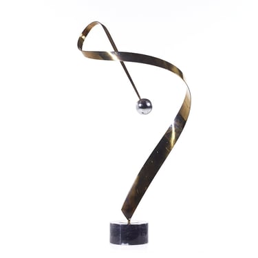 Curtis Jere Postmodern Brass Chrome and Marble Table Sculpture - mcm 