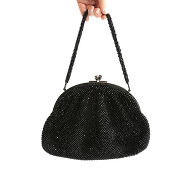 Vintage 1960s black beaded purse 