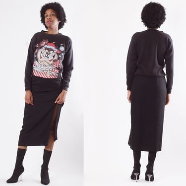 Vintage Y2K Black Chinese Midi Skirt 