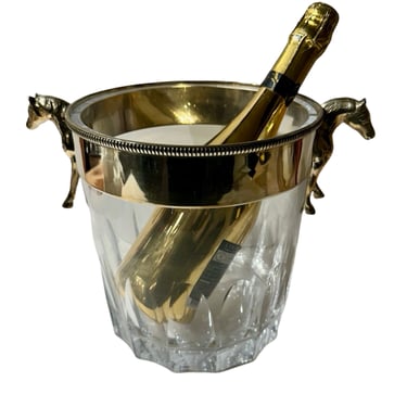 Equestrian Silver and Crystal Champagne Cooler