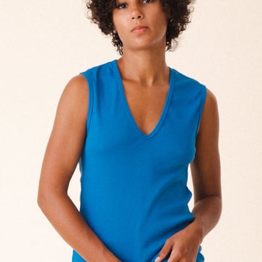 Sleeveless Soft V in French Blue