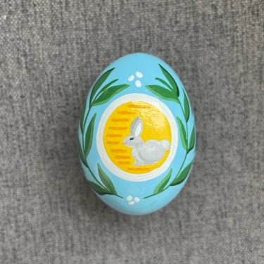 Easter Egg, Hand Painted, Ceramic, Blue 