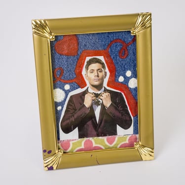 Jensen Ackles Supernatural Collage Mixed Media Framed Celebrity Fan Folk Art 