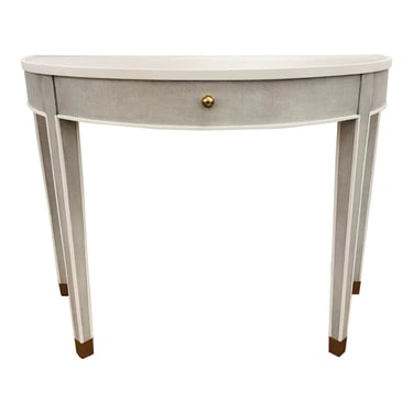 Worlds Away Modern Gray and White Faux Shagreen Demi-Lune Table