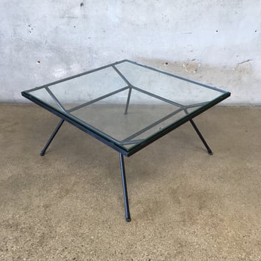 Vintage Square Pacific Iron Coffee Table / End Table by Milo Baughman