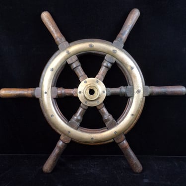 cj/ Wooden Ship's Helm, Nautical Wheel for boat
