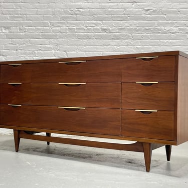 Mid Century MODERN Walnut TRIPLE DRESSER by Kent Coffey’s Tableau Line, c. 1960’s 