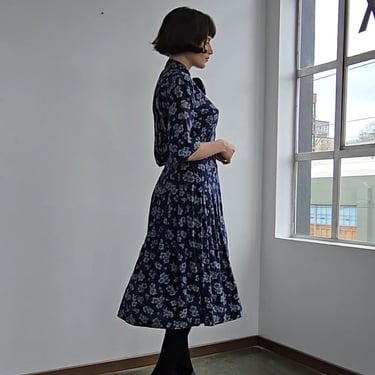 Ralph Lauren Blue Floral Silk Dress