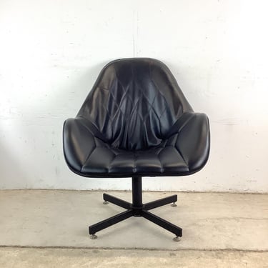 Mid-Century Swivel Naugahyde Accent Chair 