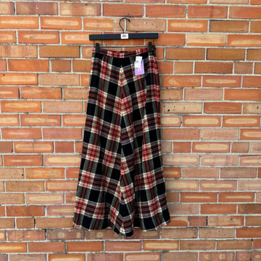 vintage 70s red plaid maxi skirt  / 25 xs extra small 