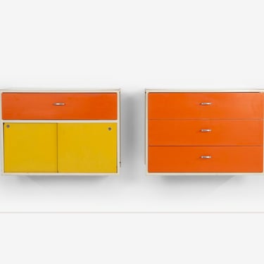 George Nelson for Herman Miller Custom for Hugh DuPree Steel Frame Cabinets Orange and Yellow 1960