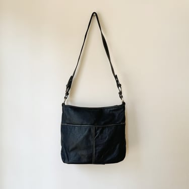 Onyx Pebbled Leather Shoulder Bag