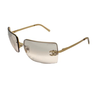 Chanel Ombre Rimless Rhinestone Logo Sunglasses