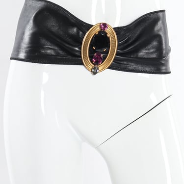 Oval Crystal Leather Sash Belt