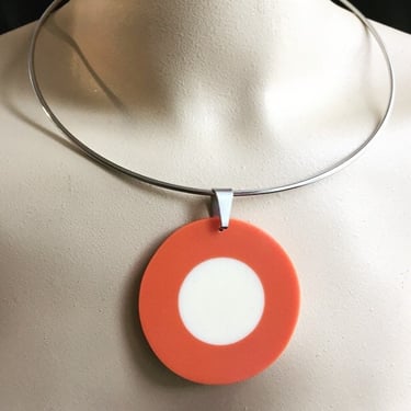 Art deco necklace Bakelite necklace Fantastic vintage Orange & Ivory Bakelite and metal collar necklace Mod modernist by BakeliteBa