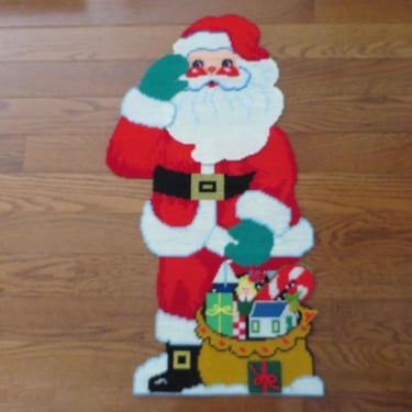 Vintage Needlework Santa Claus Door Decor Plastic Canvas 