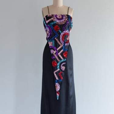Vintage 1980's Memphis Style Judy Hornby Evening Gown / Small