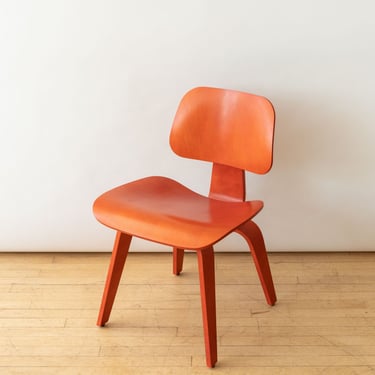 Red Eames Molded Plywood Lounge Chair