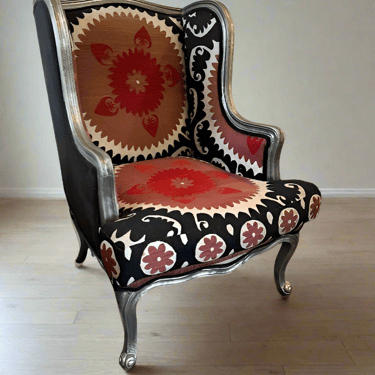 Bergere Suzani Furniture Red and Black Accent Chair SH265-33