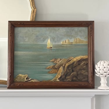 Vintage Seascape Oil Painting 