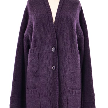 Chanel Eggplant Double Pocket Cardigan