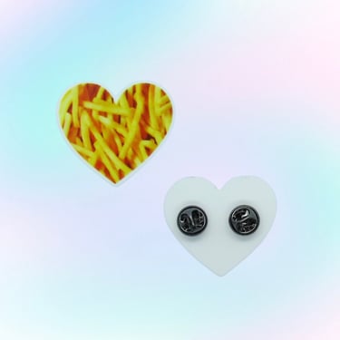 French Fries Pin - Cute Fast Food Heart Shaped Brooch 