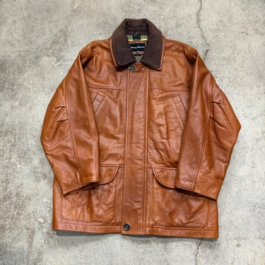 Vintage Neiman Marcus Brown Leather Car Coat Men’s Medium 