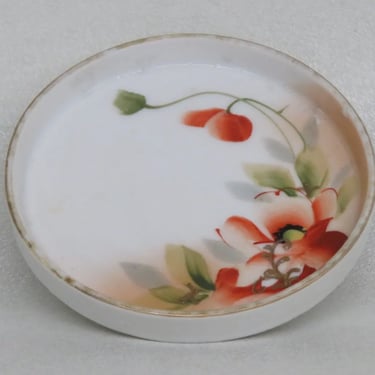 Nippon Japan Porcelain Poppy Flower Small Trinket Ring Dish Coaster 3329B