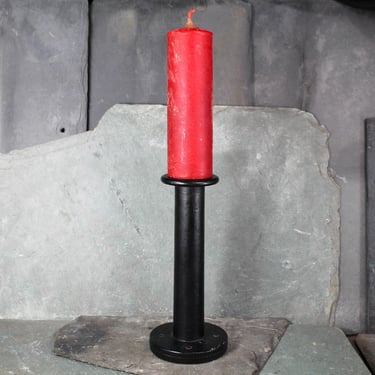 Wooden Spindle Candle Holder with Red Candle | Black Candlestick with Red Cande | Bixley Shop 