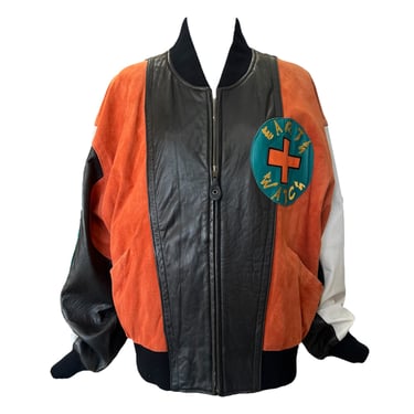 Urban Renewal by M Julian 1980's Leather and Suede "Earth Watch" Bomber Jacket- OLDBS