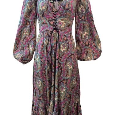 Foxy Lady 70s Paisley Peasant Hippie Dress