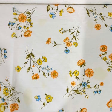 Vintage Orange Floral Tablecloth Floral Mid-Century Table Cloth Dining Flowers Large 1960s 