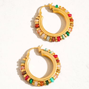 Capri 18K Gold Color Beaded Resort Hoop Earring