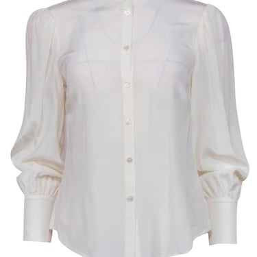 Veronica Beard - White Puff Sleeve Button-Up Silk Blouse Sz 4