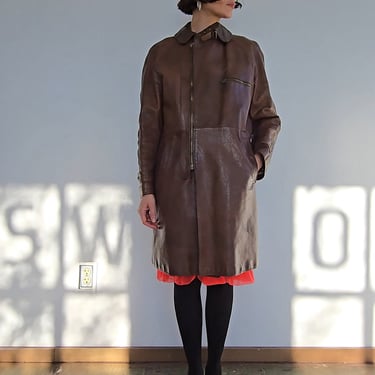 Caramel Long Moto Coat (M)