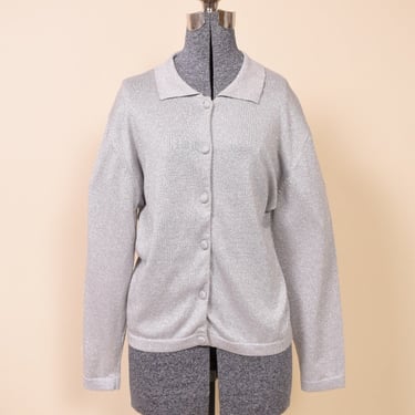 Grey Metallic Knit Cardigan By Braemar Jeremy Scott