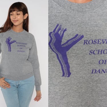 Dance Sweatshirt 90s Roseville School of Dance Shirt Come Dance With us Dancer Graphic Minnesota Raglan Sleeve Grey Vintage 1990s Small S 